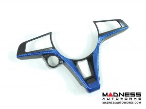 Alfa Romeo Giulia Steering Wheel Trim - Carbon Fiber - Main Center Trim Piece - Black/ Blue Candy - Pre '20 Models